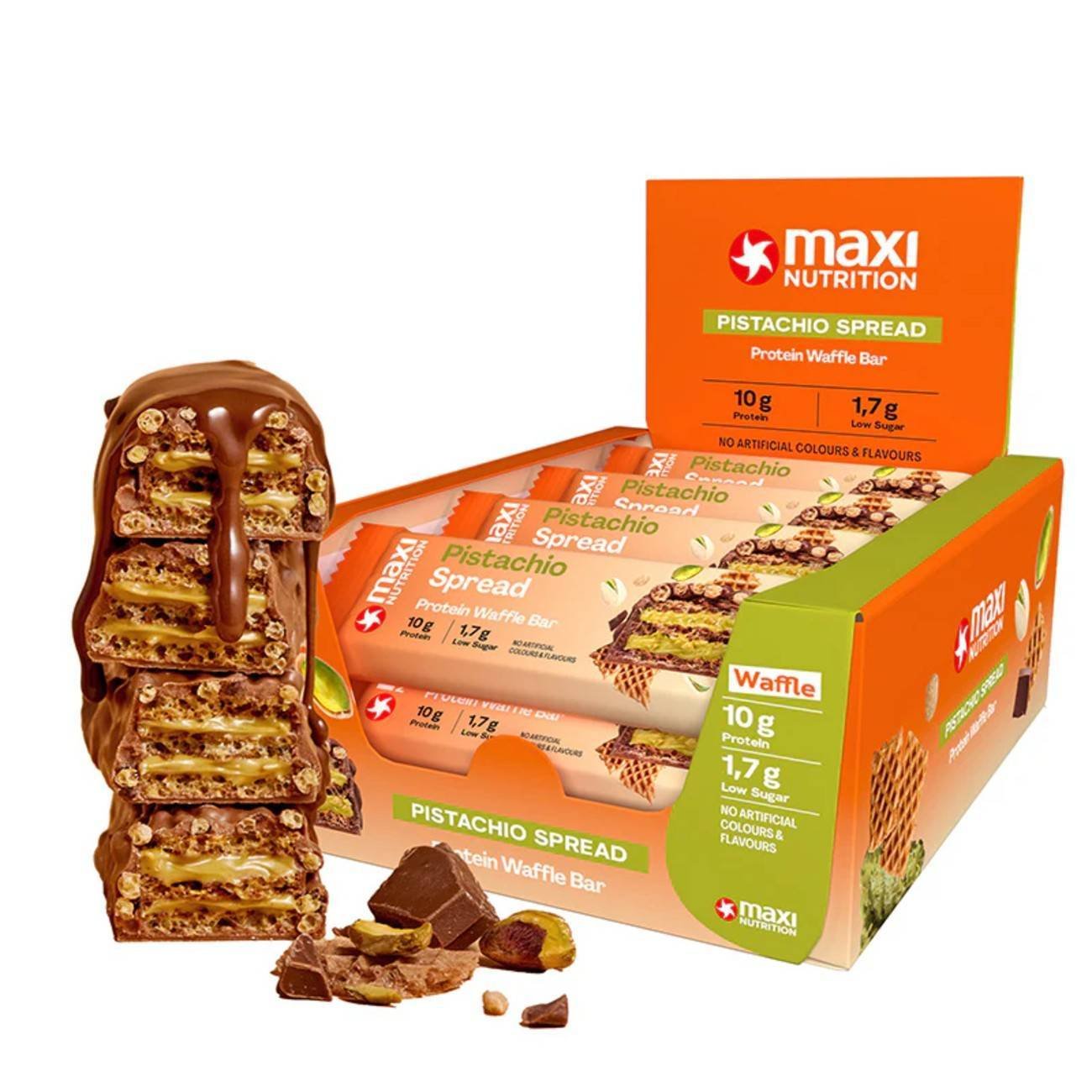 Maxi Nutrition Protein Waffle Bar Pistachio Spread (12 x 39g)
